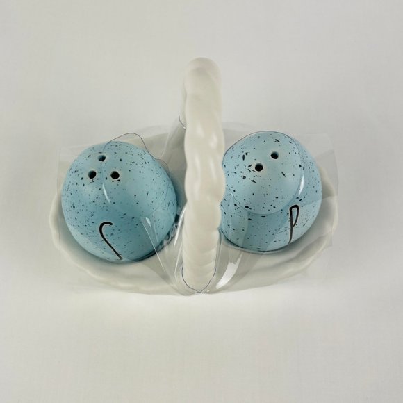 Rae Dunn Blue Speckled Eggs Salt & Pepper New Release - Picture 2 of 5